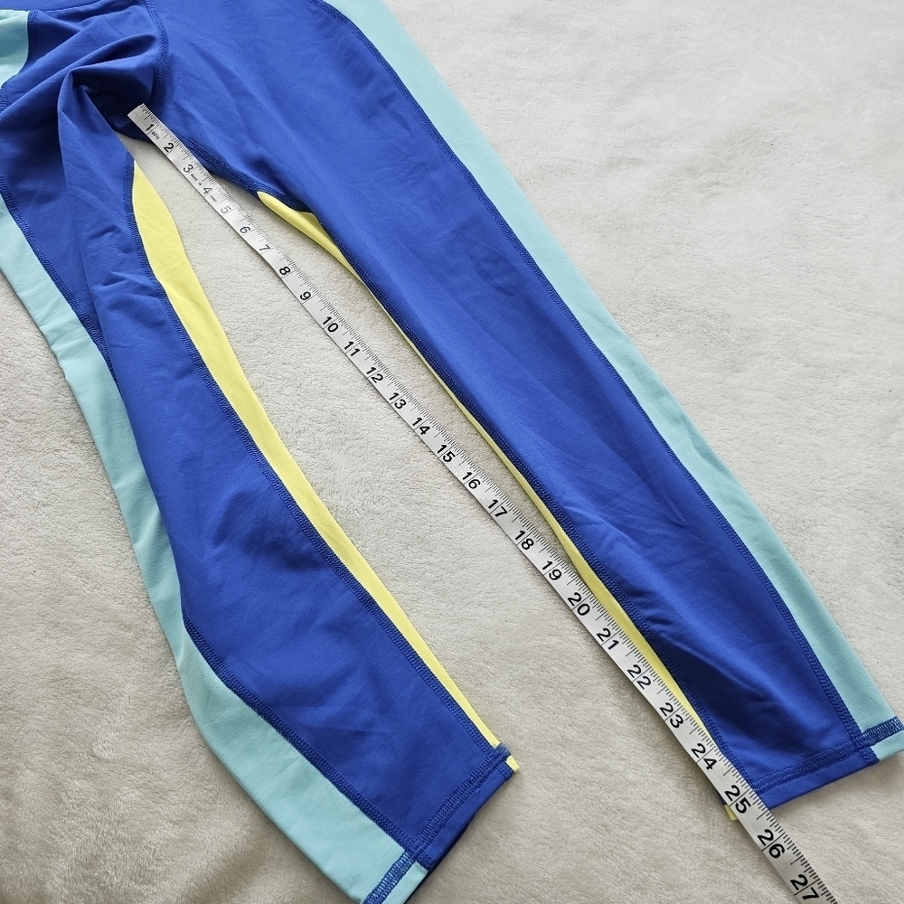 Michi Canyon Colorblock Compression Leggings Blue Yellow Small Luxury Activewear - Picture 10 of 12